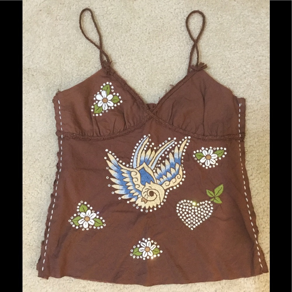 SOUL REVIVAL CRYSTAL EMBROIDERED TANK TOP S